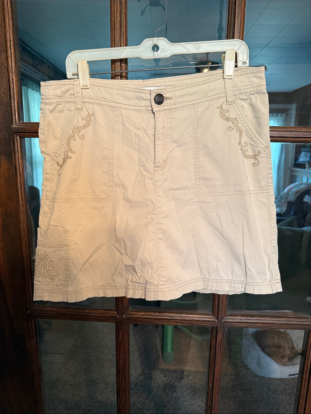 Croft & Barrow‎ Womens Khaki Tan Embroidered Stretch Cotton Skort Size 12